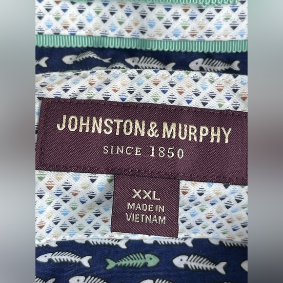 Johnston & Murphy 2 button-down, short sleeve men’s shirt blue & Pink XXL cotton - Picture 8 of 10